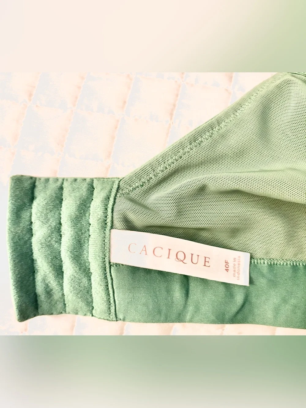 Cacique Intimates Invisible Backsmoother Lightly Lined Balconette Bra 40F Sage